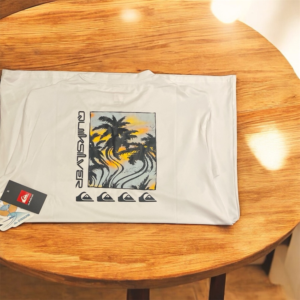 Quiksilver White Tee with Tropical Print